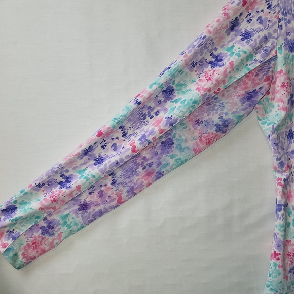 IBKUL Quarter Zip Long Sleeve Top Women‎ Size XL Floral Mesh Breathable - Picture 4 of 5